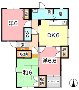 アサヒコーポ IIC【1階】の間取り