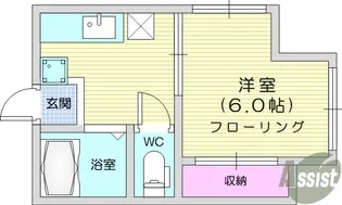 1DKの間取り画像