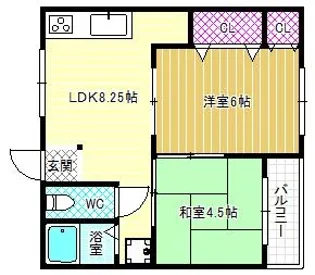 大清リバーサイドハイツ【2階】の間取り
