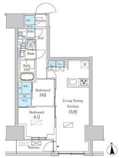 パークアクシス品川天王洲アイル【3階】の間取り