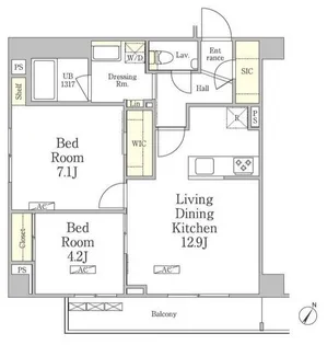 パークペルル池尻【4階】の間取り