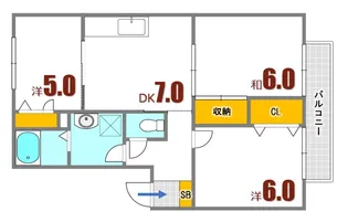 ワンズグレース成本【2階】の間取り