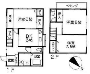 神奈川県横浜市中区本牧町2【一戸建】の間取り