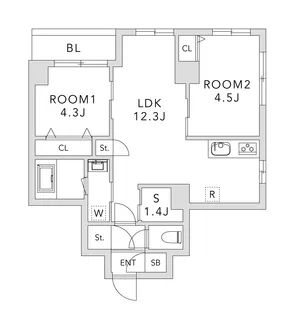 クレアーレ上目黒諏訪山【2階】の間取り