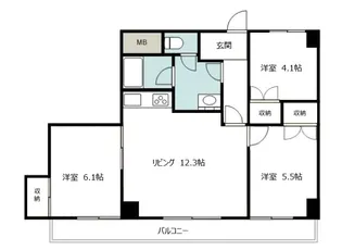 ハイライフ三田【9階】の間取り