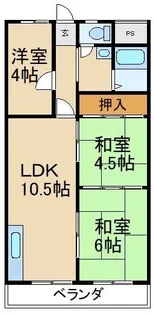 キッコーハイツ岡山手【3階】の間取り