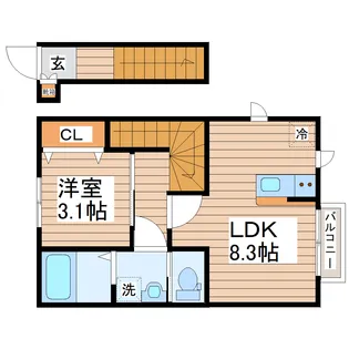 仮)ガス割 第九弾 Escondite卸町II【2階】の間取り