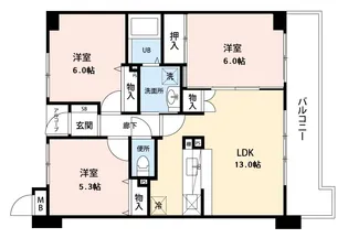 リバーサイド・丸山台【4階】の間取り