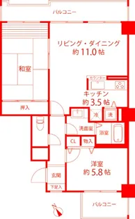 グリーンパーク横須賀中央【6階】の間取り