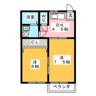 ユタカハウス 西棟【2階】の間取り