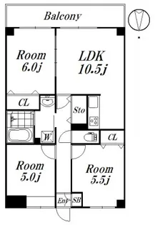 第3小美野マンション【3階】の間取り