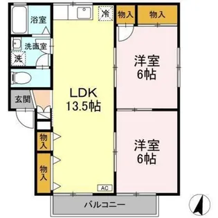 ファミールナカイI【1階】の間取り