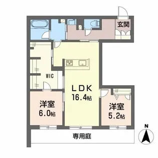 クールマノワール朝生田【1階】の間取り