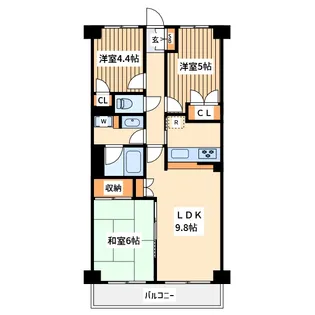サンハイツ六実【5階】の間取り