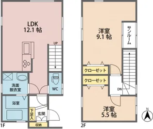 グリーンコート春江A棟【1階】の間取り