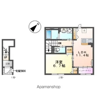 仮称)鎌ヶ谷市右京塚アパート【2階】の間取り