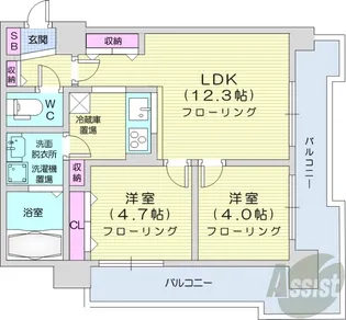 UURコート札幌北三条【5階】の間取り
