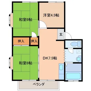 岩田ハイツA棟【2階】の間取り