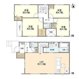 千葉県千葉市若葉区都賀5【一戸建】の間取り