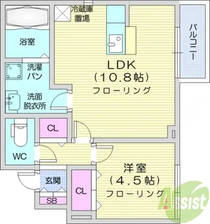 ボンヌール台原【1階】の間取り