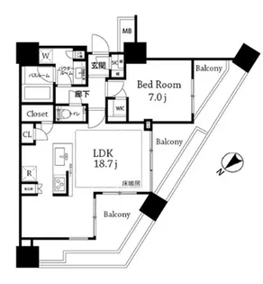 シティタワー武蔵小山 タワー等【18階】の間取り
