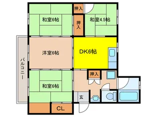公社清和台住宅21号棟【4階】の間取り
