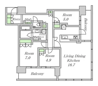 ザ・パークハウス中之島タワー【23階】の間取り