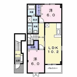 テラス田園A【2階】の間取り
