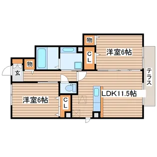 ラフィネ ル シェモアI【1階】の間取り