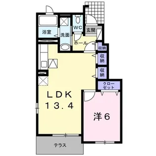 リバージュ横峰A【1階】の間取り