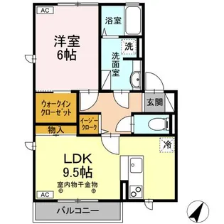 グリッター ヴィヴィ D【2階】の間取り