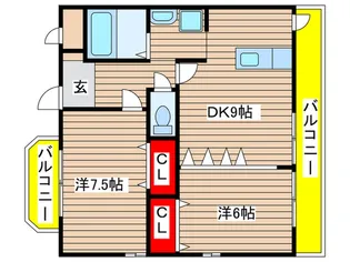 ハイツルーミナス【1階】の間取り