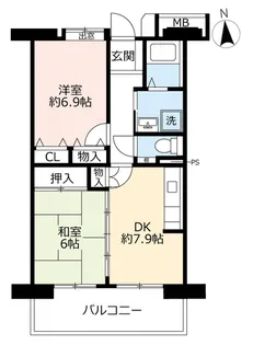 URアーバンラフレ虹ヶ丘中【5階】の間取り