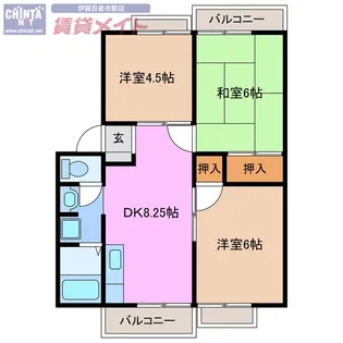 ハイツ荒木【1階】の間取り