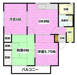 メゾン山田B棟【1階】の間取り