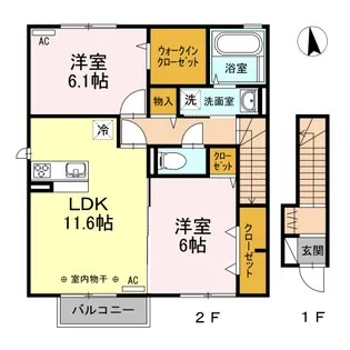 ソレイユ上諏訪【2階】の間取り