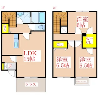 リースランドウエストヴィラ C棟【1階】の間取り