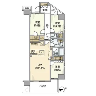 ブリリアンコート市川原木中山【2階】の間取り