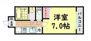 レインボーコート立売堀【6階】の間取り
