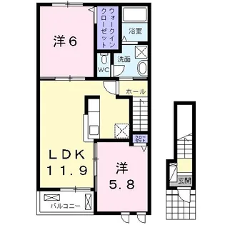 プラシード水内【2階】の間取り