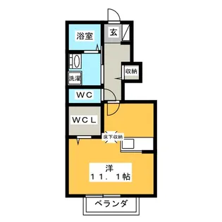 ファンツー若林【1階】の間取り