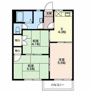 コーポ高畑 B【2階】の間取り