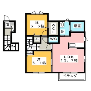 ゼフィール鈴鹿【2階】の間取り