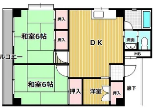 鳴尾ハイツ【3階】の間取り
