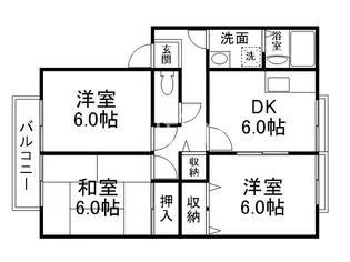 由福ハウス木幡B棟【1階】の間取り
