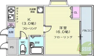 コモードカルム河原町【5階】の間取り