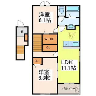 ベルジークI【2階】の間取り
