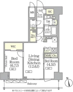 ザ・パークハビオ神楽坂レジデンスSouth【4階】の間取り
