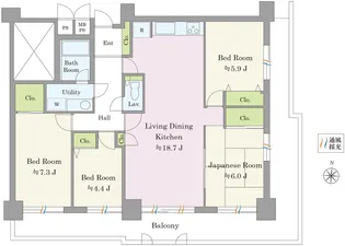 コスモ浦和常盤【1階】の間取り