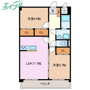 プリリアンスTAKEKOSHI A【1階】の間取り